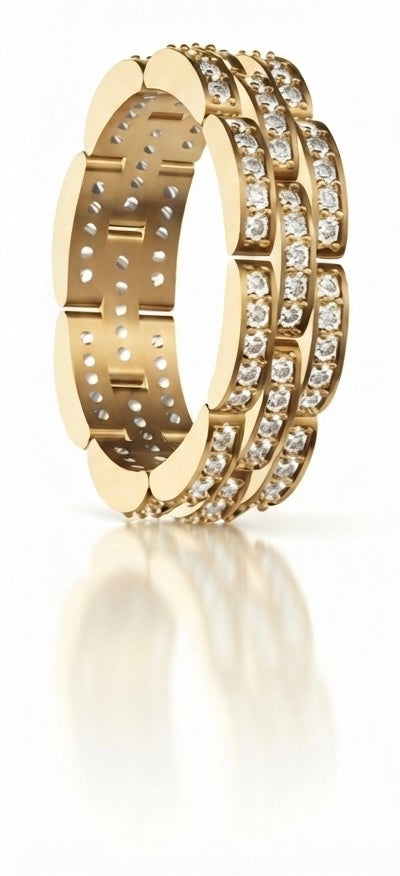 Signature Stud Pavé Diamond Geometric Band