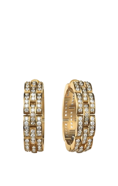 Signature  Triple Row Diamond Hoop Earrings