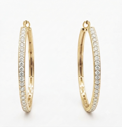 Classic  Gold Diamond Hoop Earrings