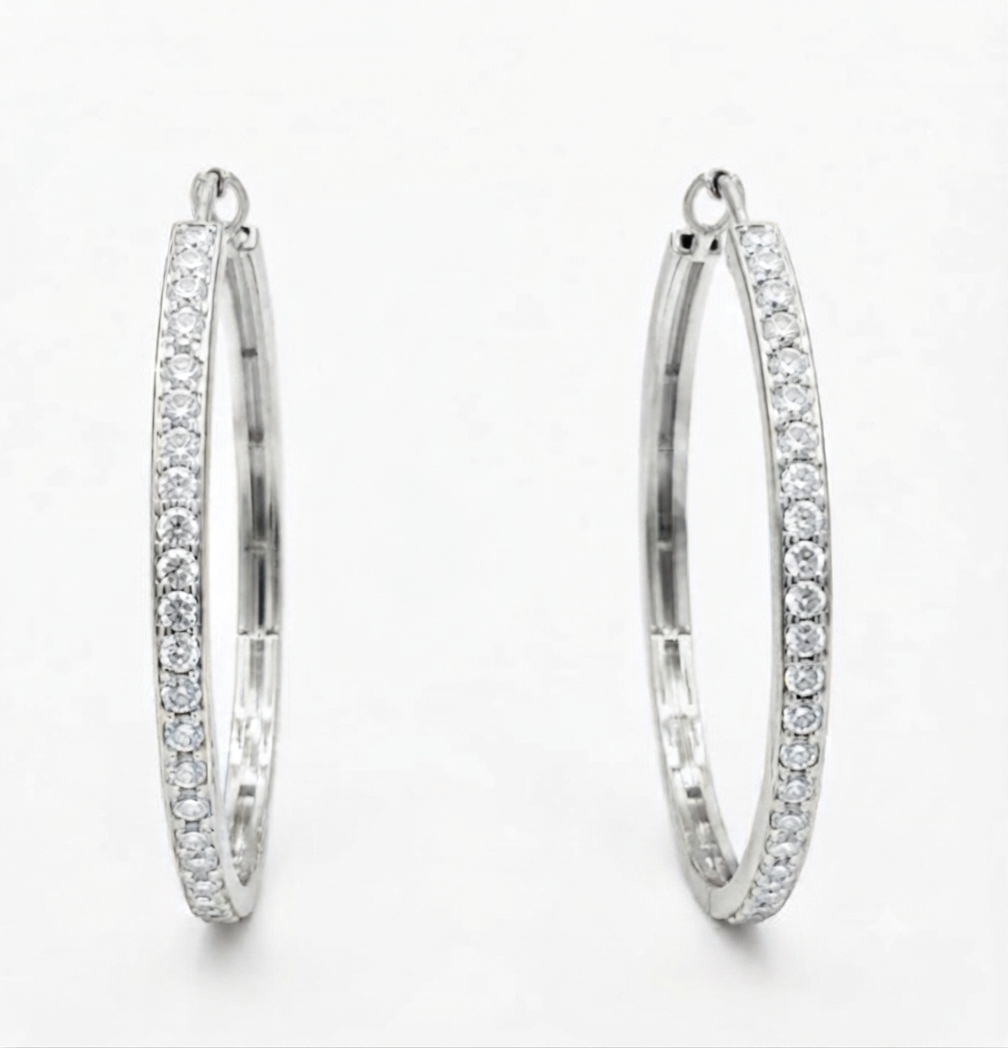 Classic  Gold Diamond Hoop Earrings