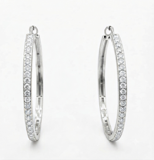 Classic  Gold Diamond Hoop Earrings