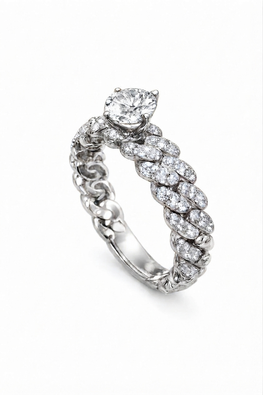 Cubain Pave Solitaire Ring