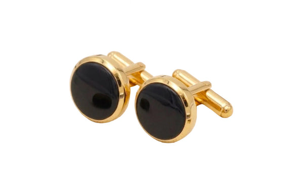 Classic Round Gold & Black Onyx Cufflinks
