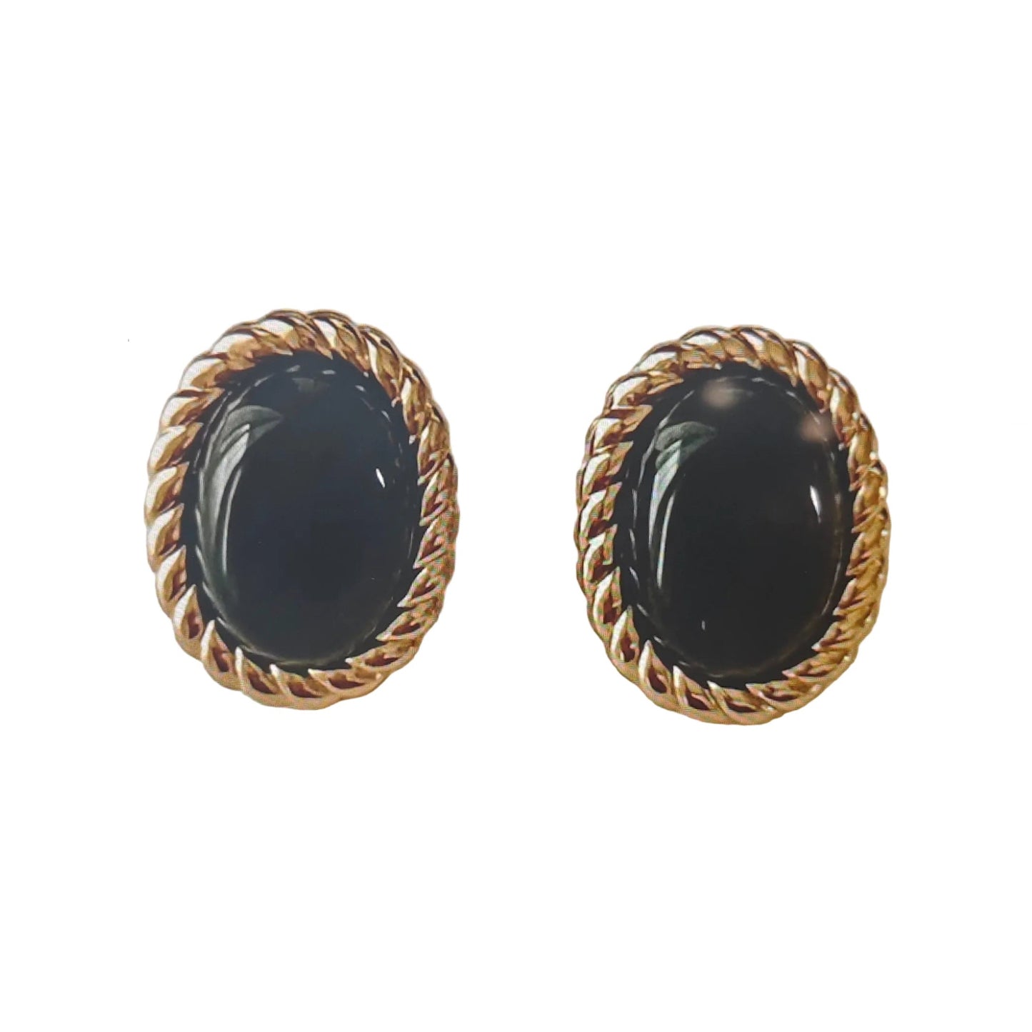 Vintage-Inspired Oval Black Onyx Rope Cufflinks