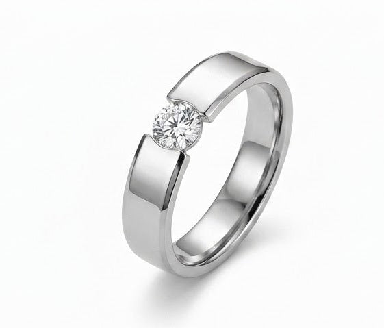 Matte Finish Diamond Split Wedding Band in Platinum