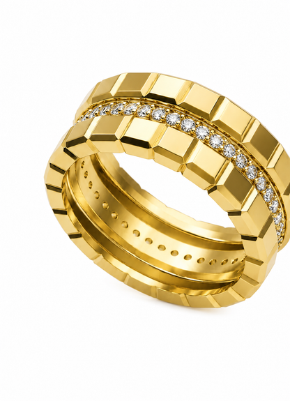 14k Geometric-Diamond-Accent-Band