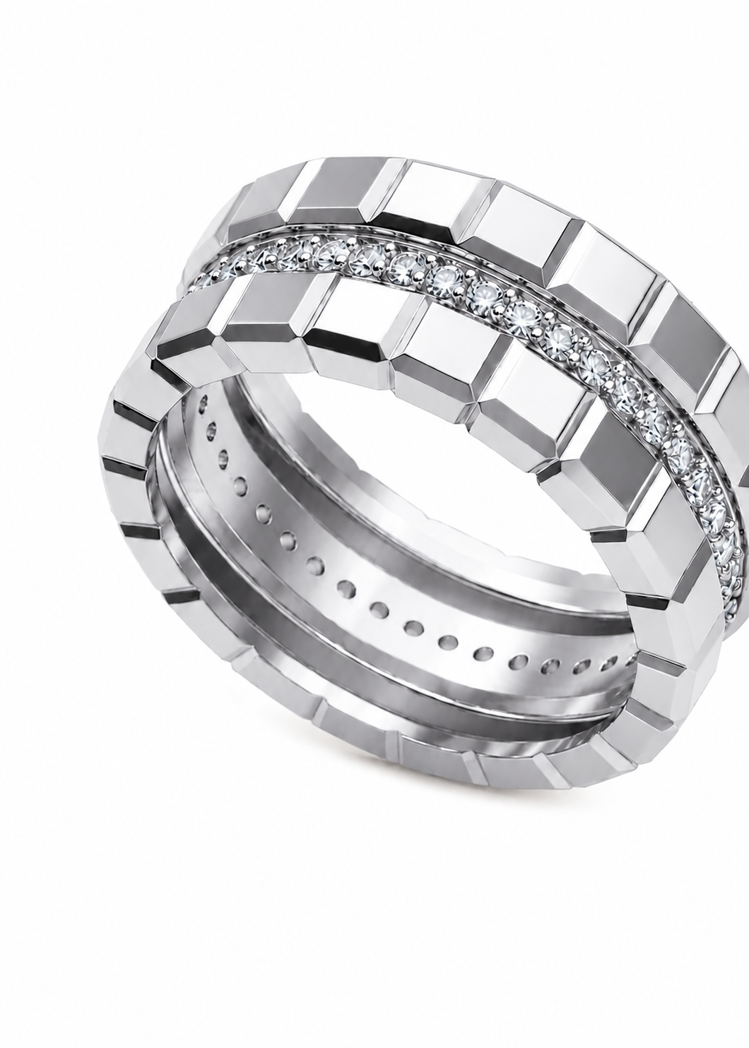 14k Geometric-Diamond-Accent-Band