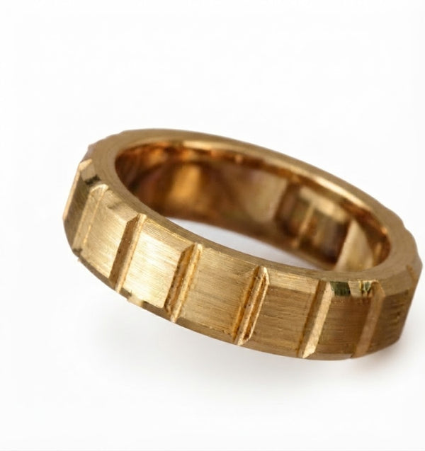 Matte Finish block Fit Wedding Band in Platinum