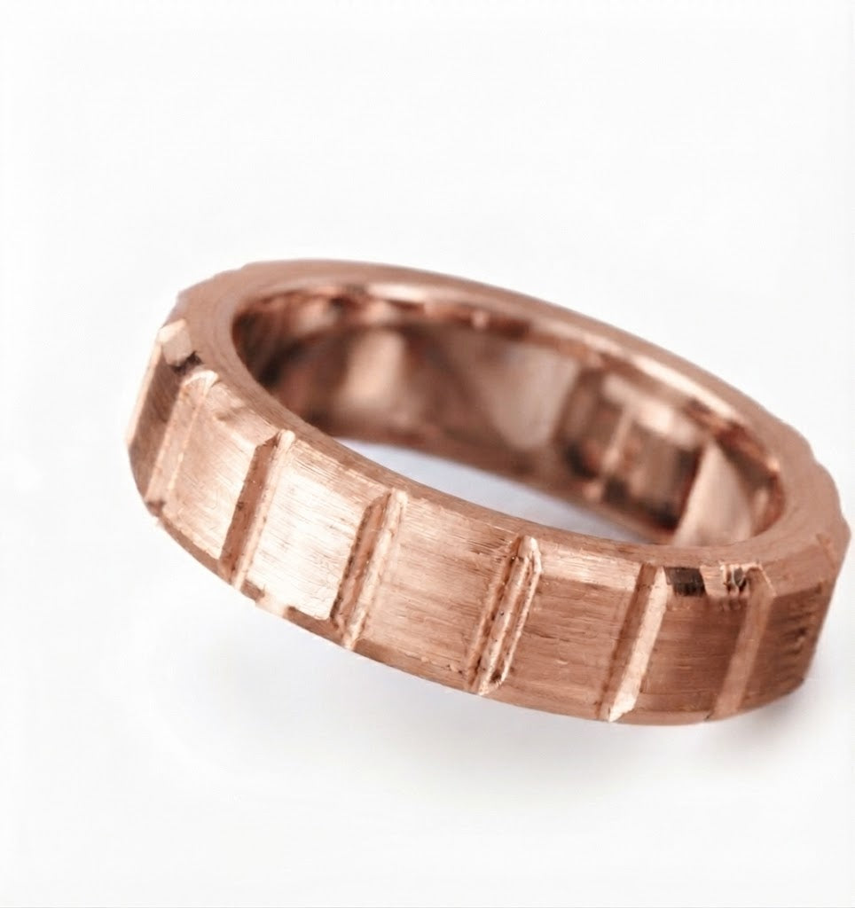 Matte Finish block Fit Wedding Band in Platinum