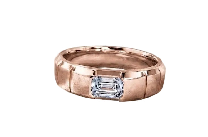 Matte Finish Diamond Block Wedding Band in Platinum