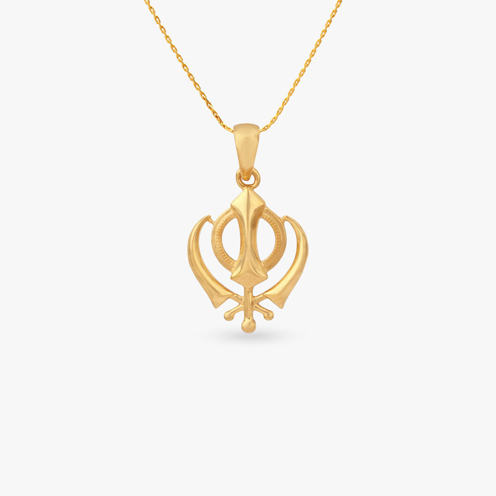 Traditional Khanda Gold Pendant