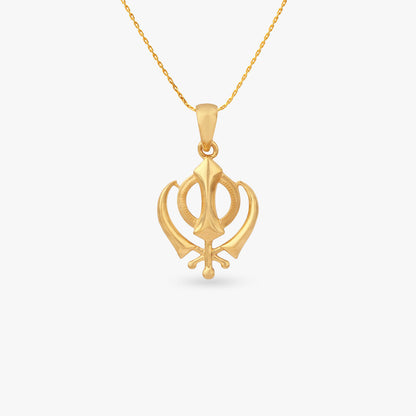 Traditional Khanda Gold Pendant