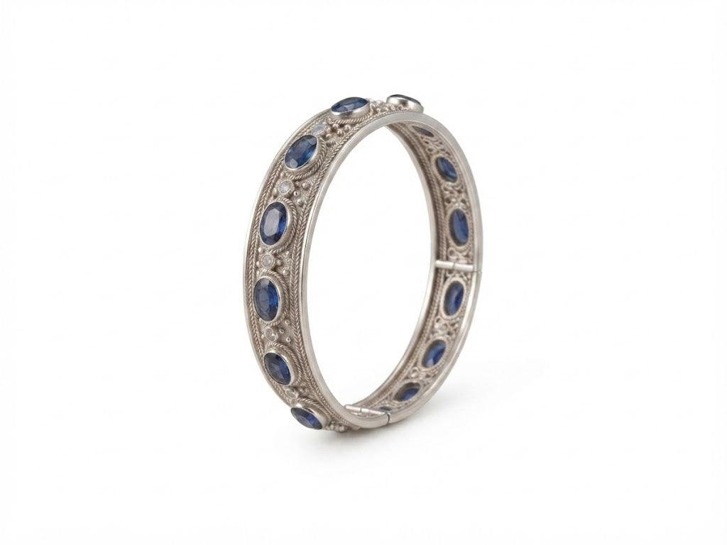 Vintage Sapphire and Diamond Bangle Bracelet
