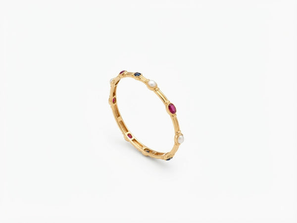 Multi-Stone Gemstone Gold Bangle