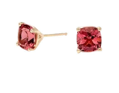 Cushion-Cut Pink Tourmaline Stud Earrings
