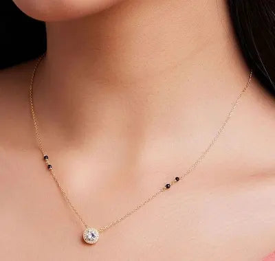 Solitaire Halo Diamond Mangalsutra