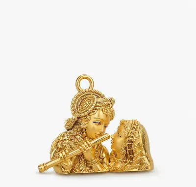 Radha Krishna Playing Flute Gold Pendant