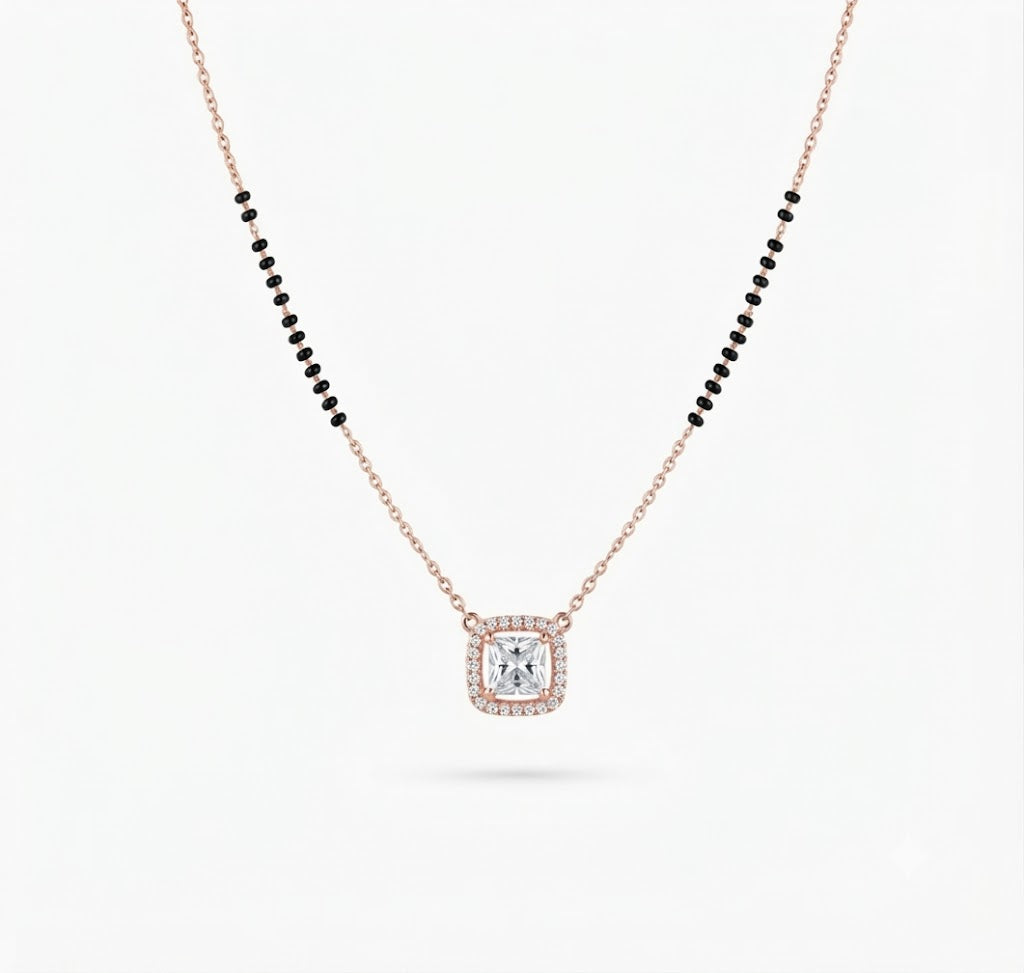 Square Halo Diamond Mangalsutra