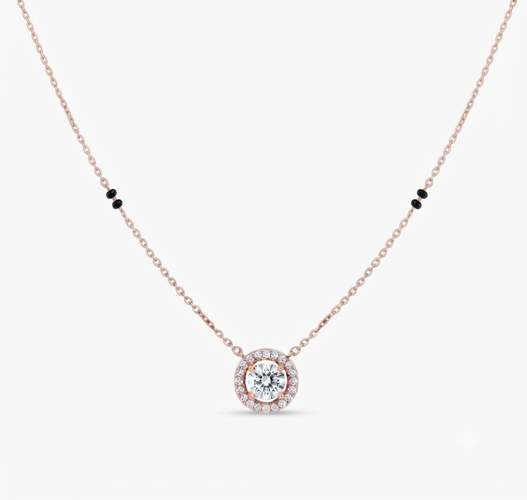 Solitaire Halo Diamond Mangalsutra