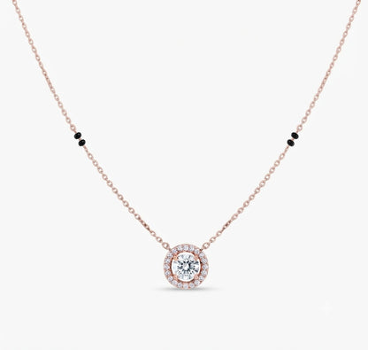 Solitaire Halo Diamond Mangalsutra
