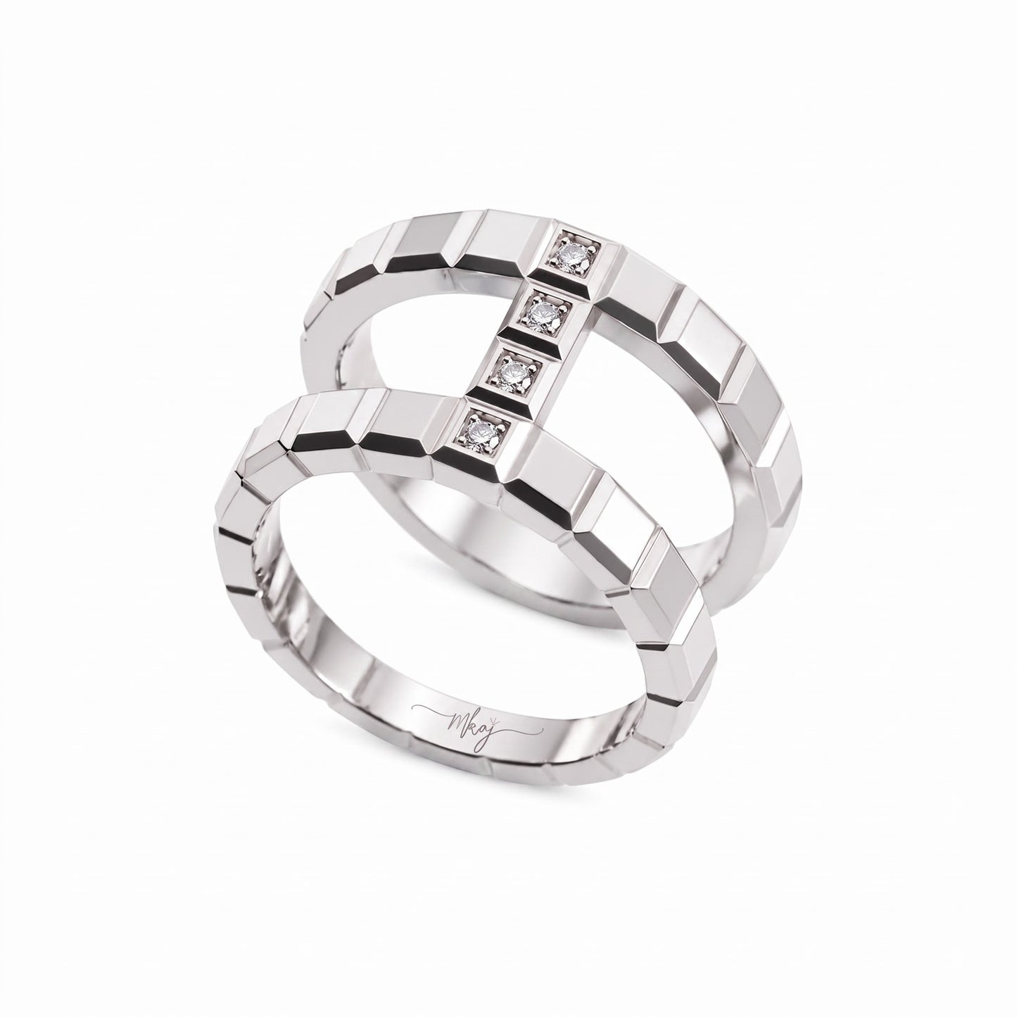 Geometric-Stacked-Diamond-Ring
