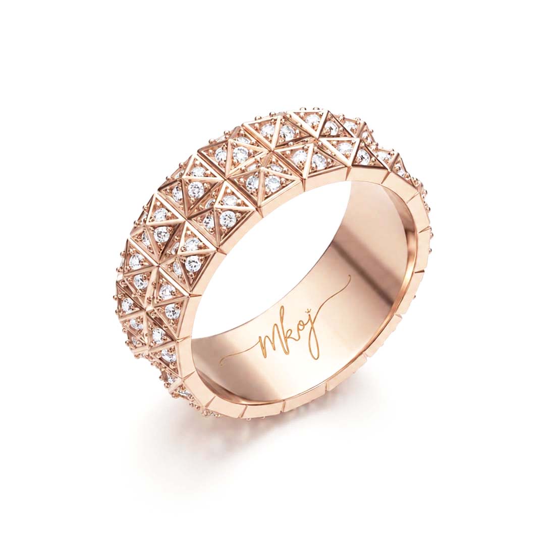 Pyramid Stud Pavé Diamond Wedding Band