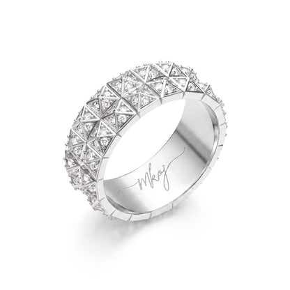 Pyramid Stud Pavé Diamond Wedding Band