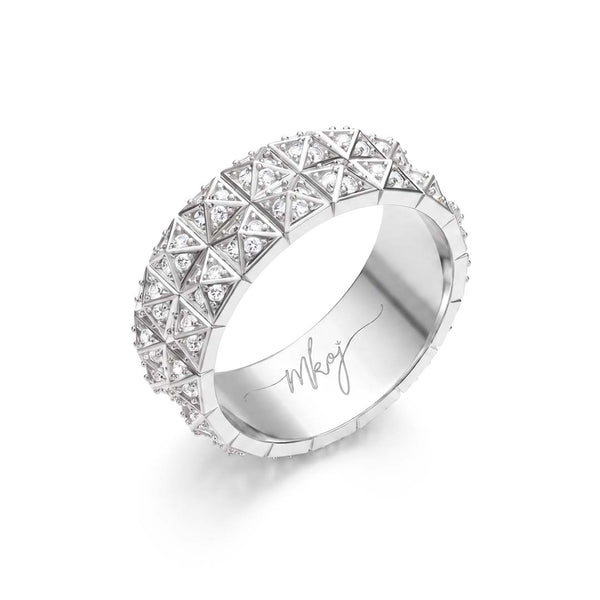 Pyramid Stud Pavé Diamond Wedding Band
