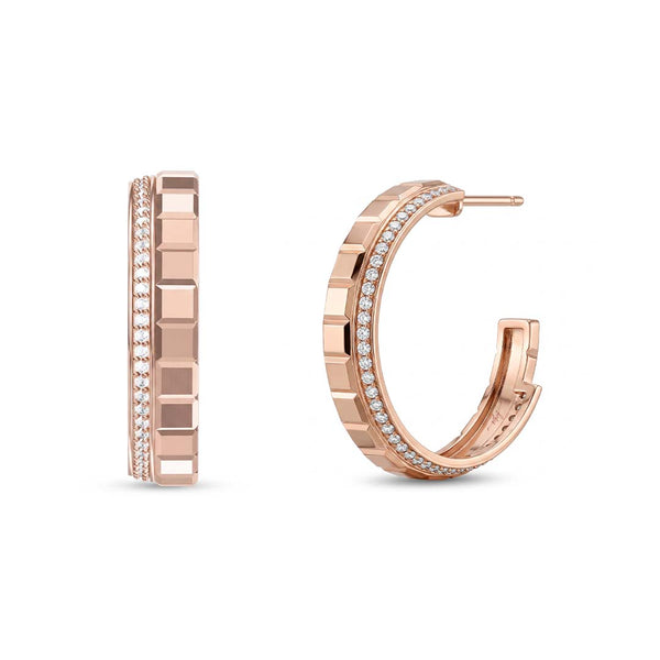 14K Geometric Segmented Diamond Hoop Earring