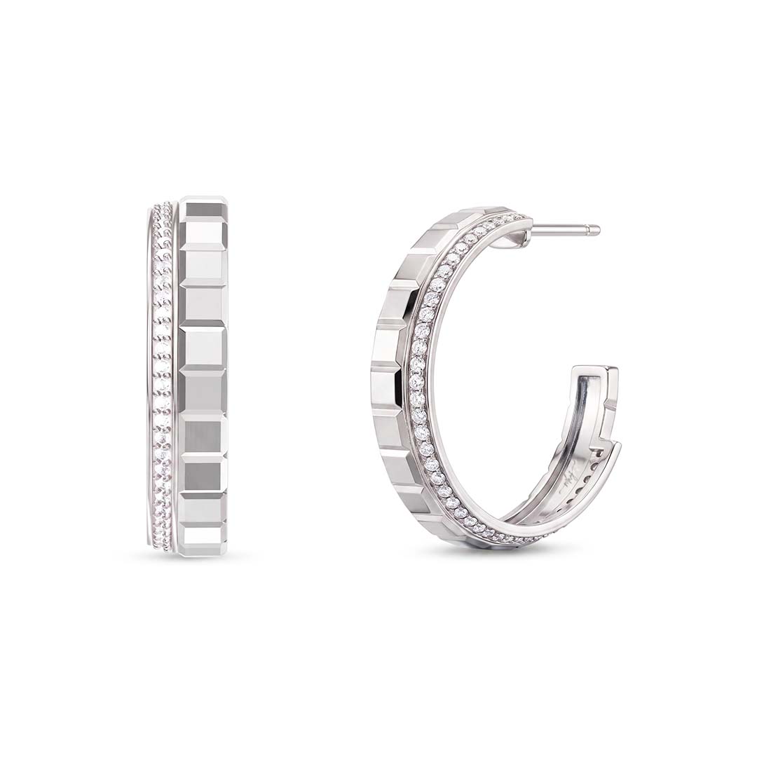 14K Geometric Segmented Diamond Hoop Earring
