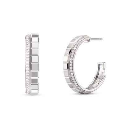 14K Geometric Segmented Diamond Hoop Earring
