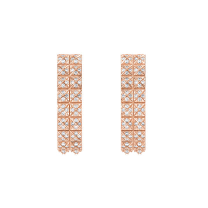 Pyramid Stud Pavé Diamond Hoop Earrings