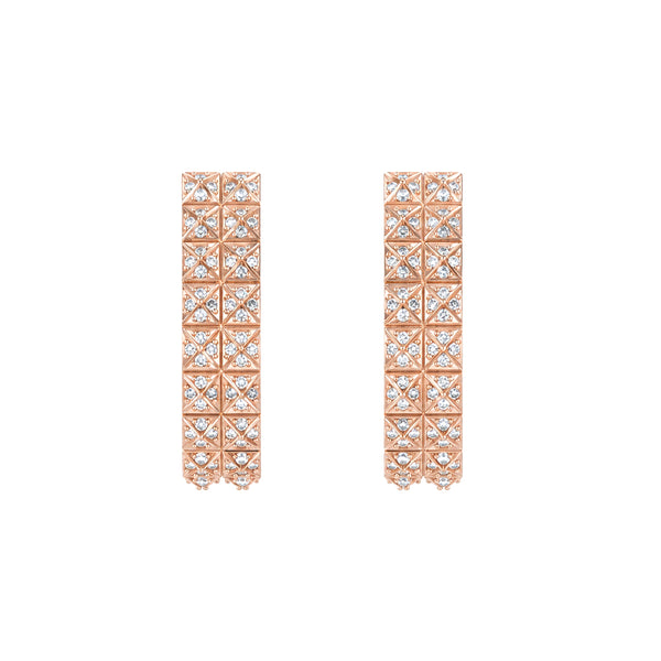 Pyramid Stud Pavé Diamond Hoop Earrings