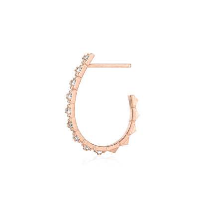 Pyramid Stud Pavé Diamond Hoop Earrings