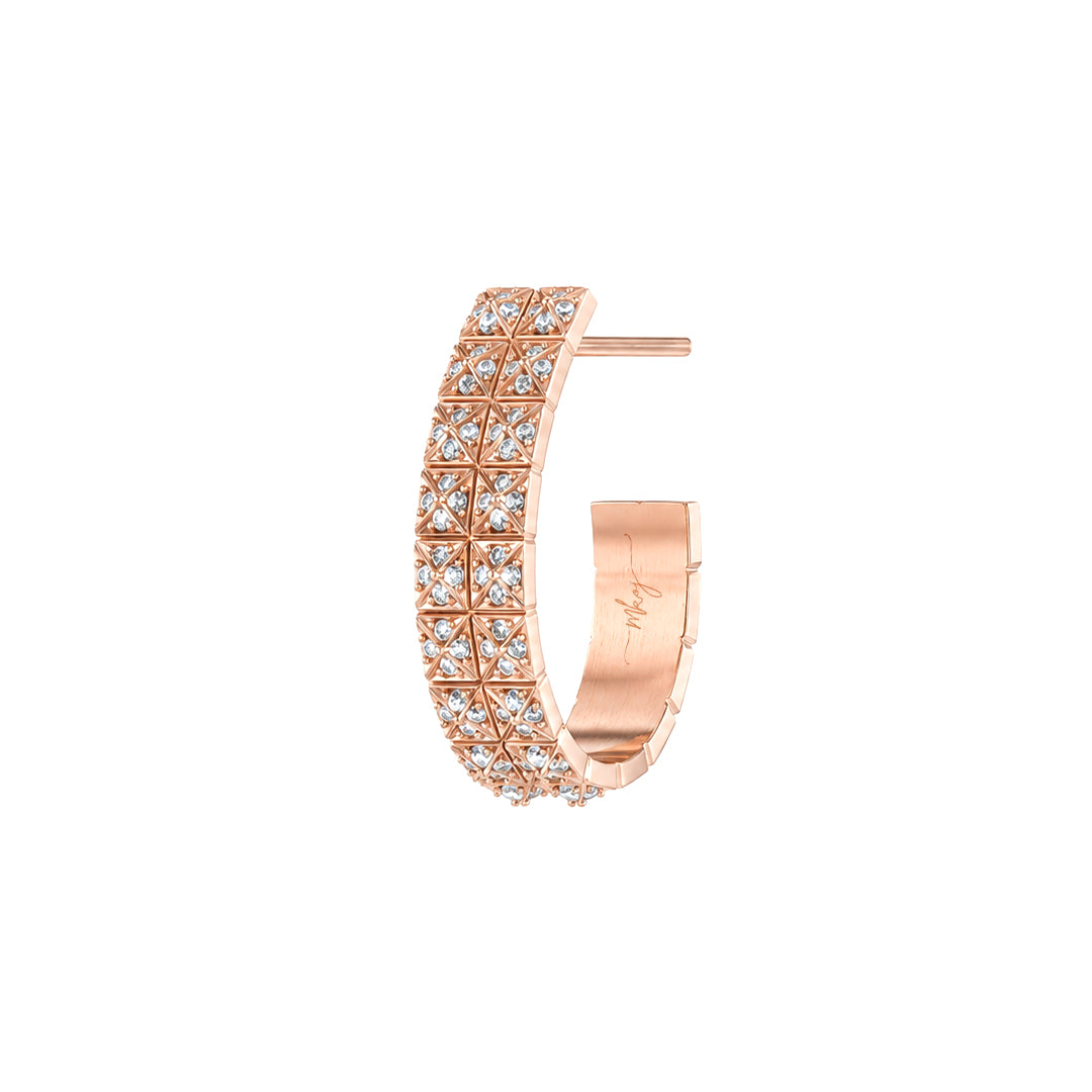Pyramid Stud Pavé Diamond Hoop Earrings