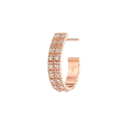 Pyramid Stud Pavé Diamond Hoop Earrings