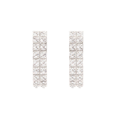 Pyramid Stud Pavé Diamond Hoop Earrings