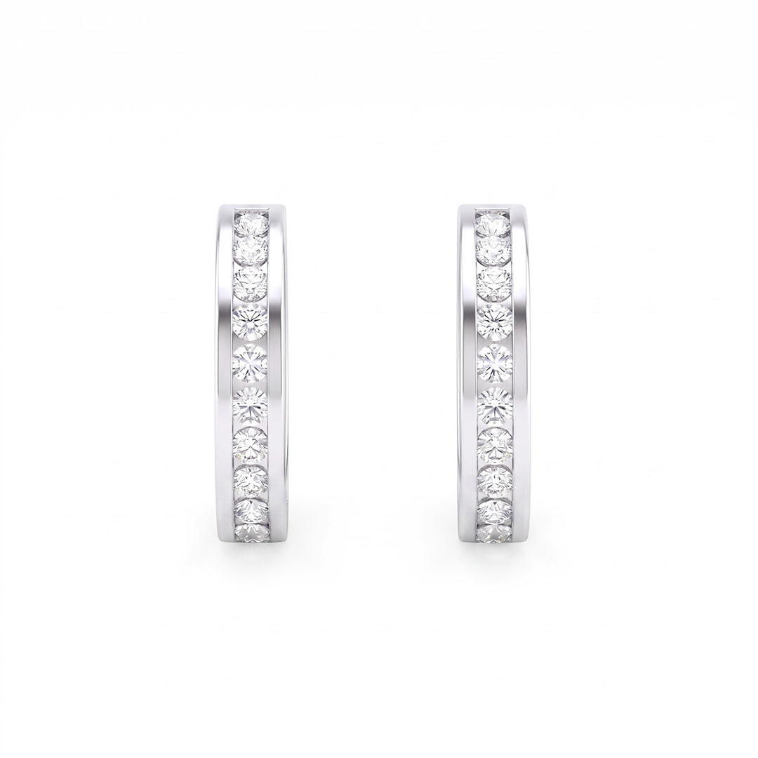 Eternal  Channel Diamond Huggies Hoop Earring