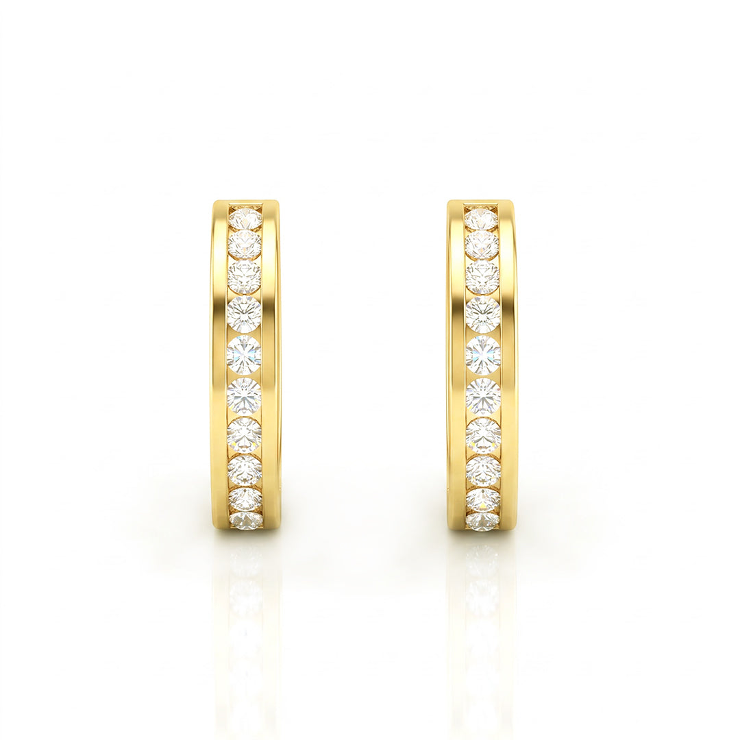 Eternal  Channel Diamond Huggies Hoop Earring