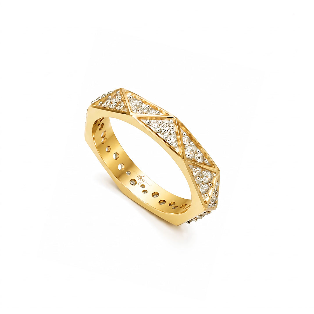 Elegant Geometric Diamond Band Ring