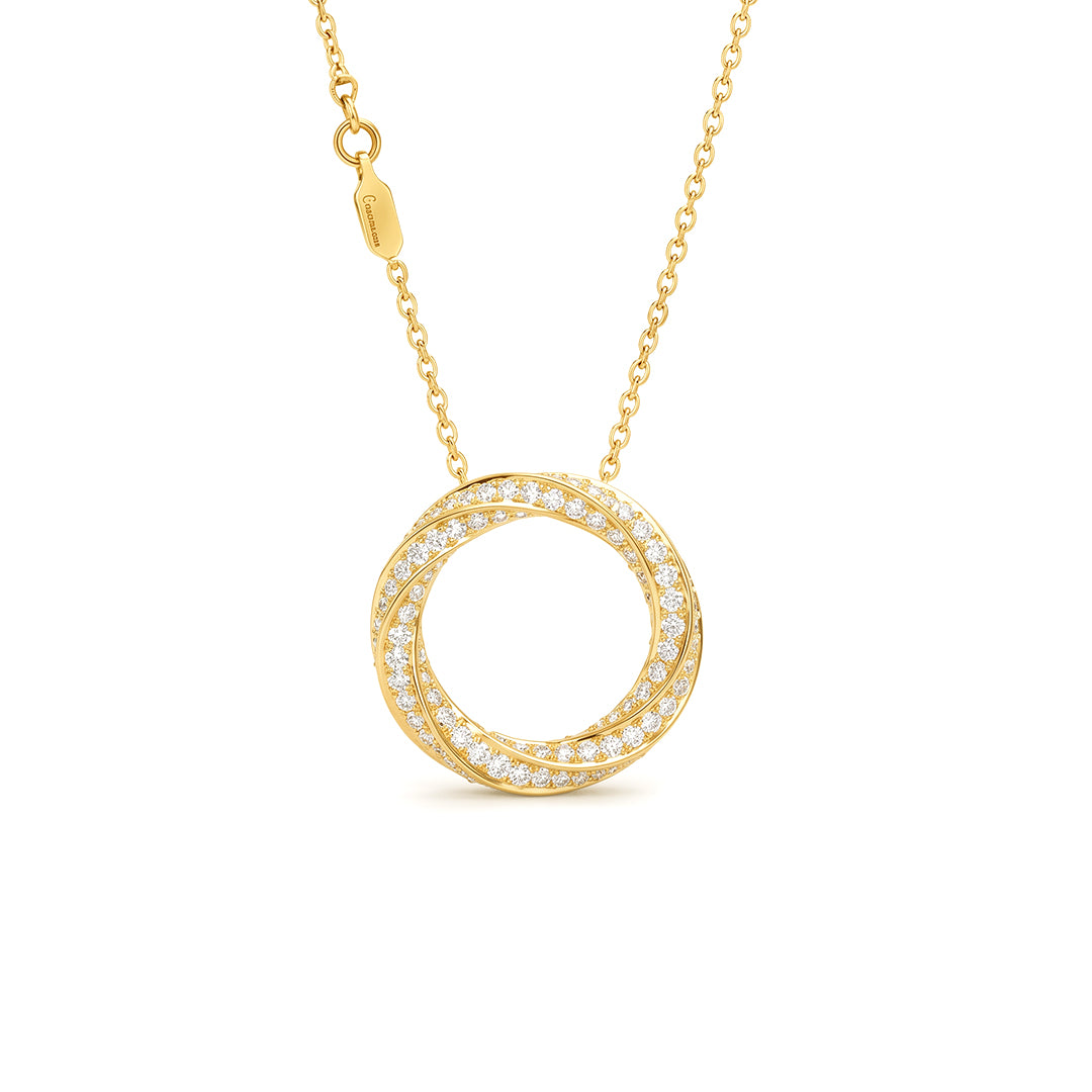 Infinity Twist Pavé Diamond Circle Pendant Necklace