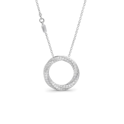 Infinity Twist Pavé Diamond Circle Pendant Necklace