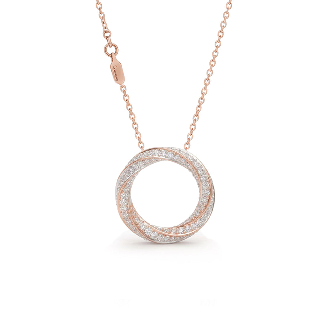 Infinity Twist Pavé Diamond Circle Pendant Necklace