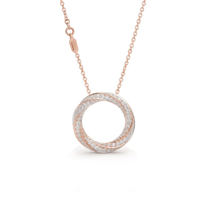 Infinity Twist Pavé Diamond Circle Pendant Necklace