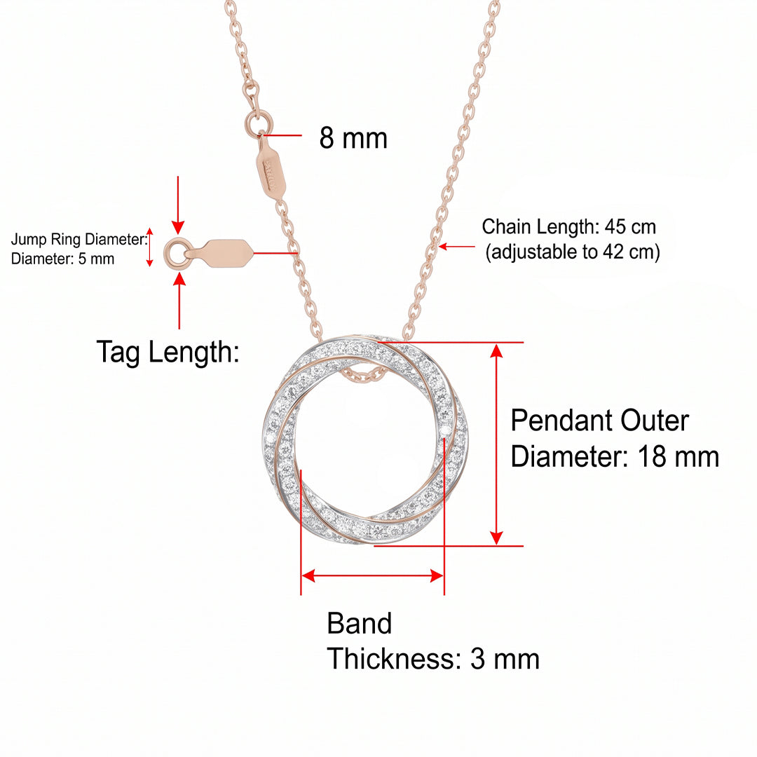 Infinity Twist Pavé Diamond Circle Pendant Necklace