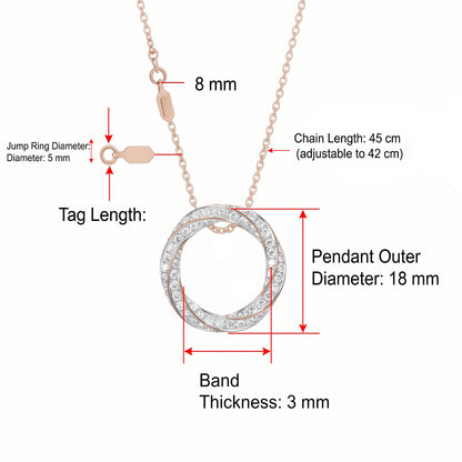 Infinity Twist Pavé Diamond Circle Pendant Necklace