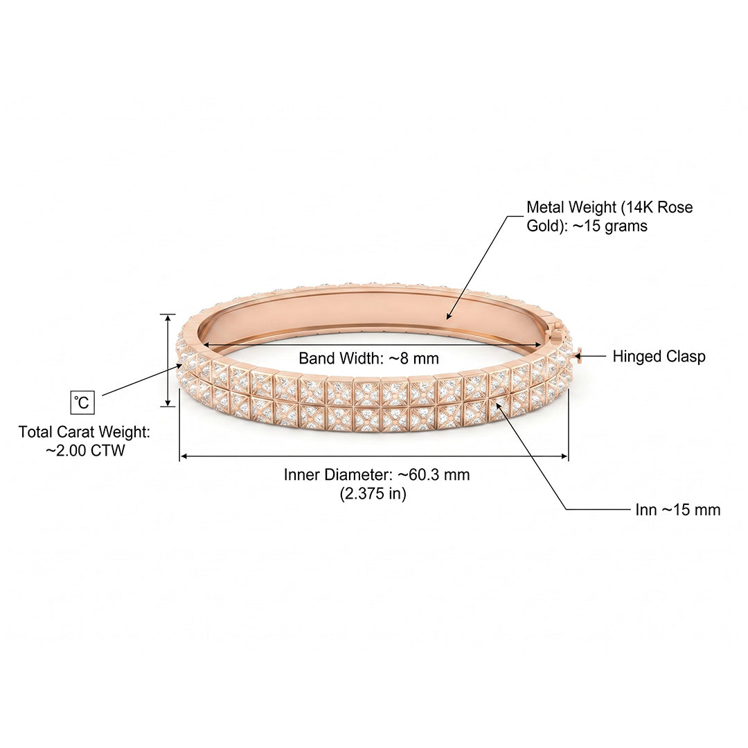 Pyramid Stud Pavé Diamond Bangle Bracelet