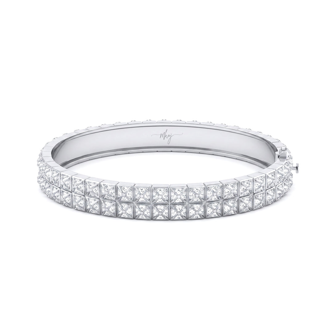 Pyramid Stud Pavé Diamond Bangle Bracelet