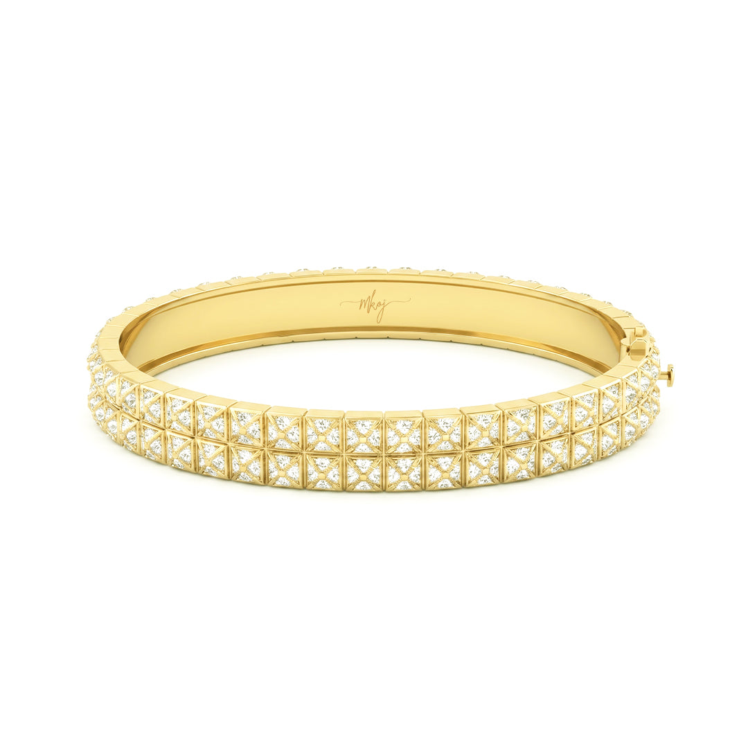 Pyramid Stud Pavé Diamond Bangle Bracelet