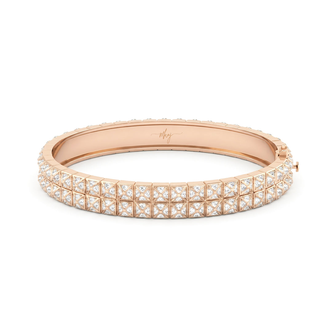 Pyramid Stud Pavé Diamond Bangle Bracelet